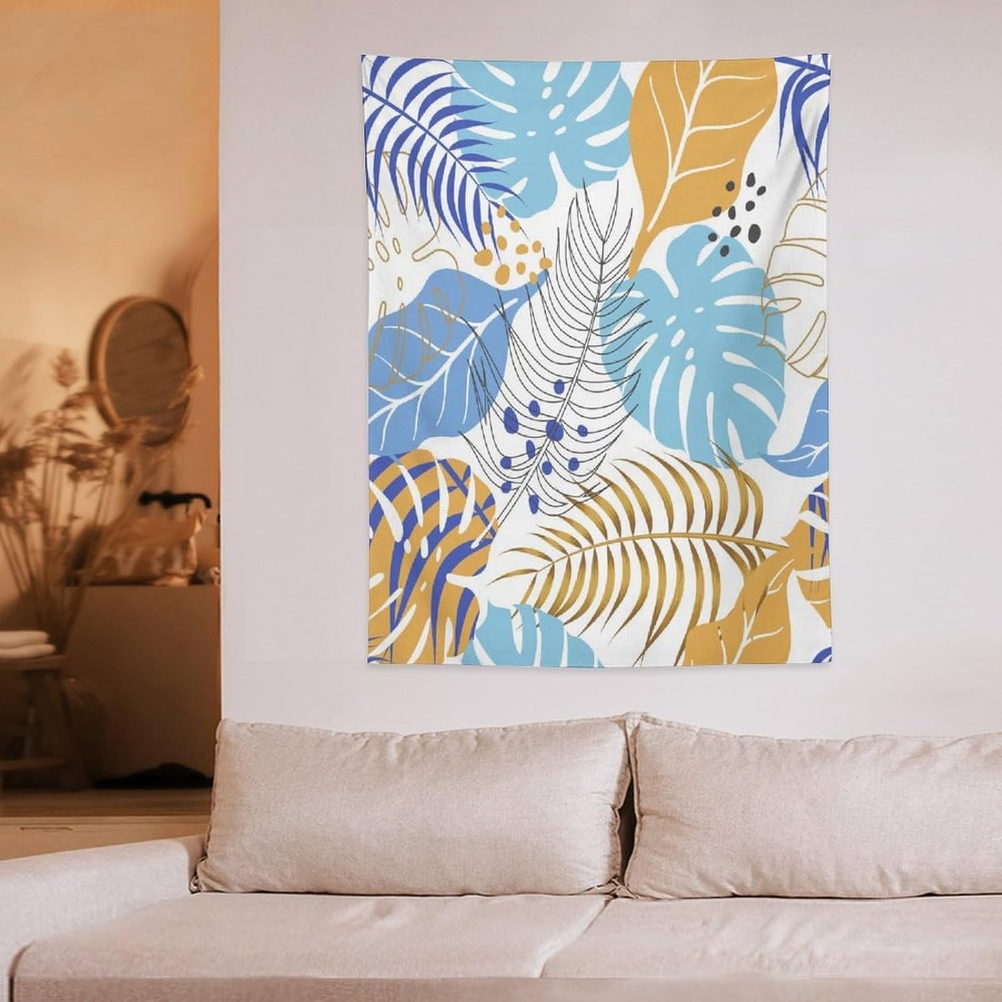 ICMOLYYENLO Tropical Palm Leaves Wall Tapestry, Wall Art for Room Decoration Beautiful Wall Hanging for Bedroom Living Room Dormitory Apartment 50x60 Inch