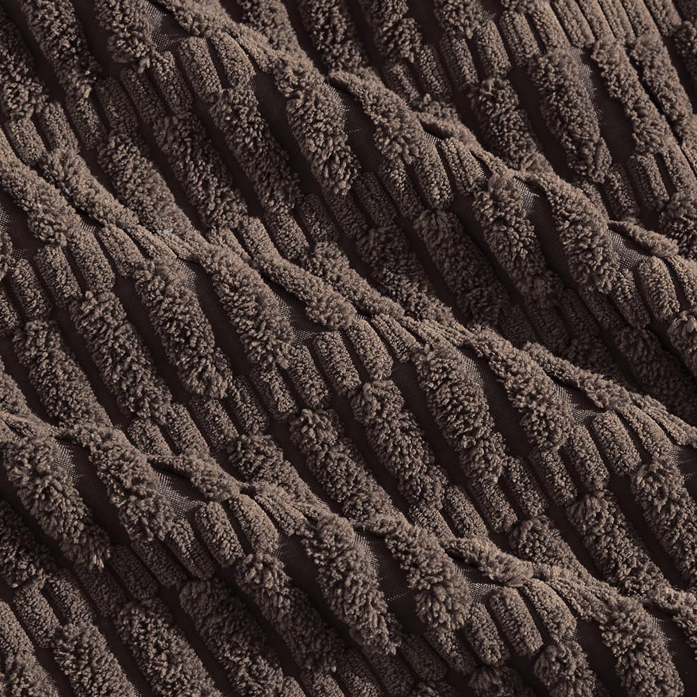 Fancy Homi 4 Packs Boho Dark Brown Decorative Throw Pillow Covers 22x22 Inch for Living Room Couch Bed Sofa, Rustic Modern Farmhouse Home Decor, Soft Plush Corduroy Cute Square Cushion Case 55x55 cm