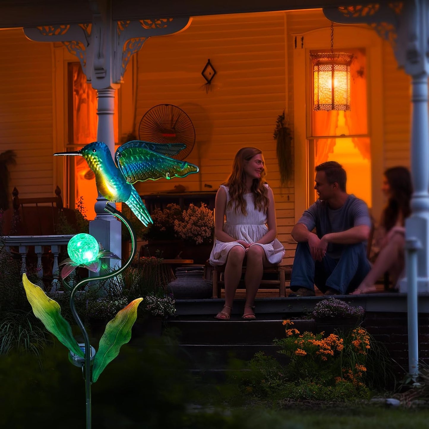 HONGLAND Outdoor Solar Lights for Garden Decor - 46 Inch Hummingbird Solar Lights for Outside, Solar Hummingbird Decorative Garden Stakes for Lawn Patio Yard