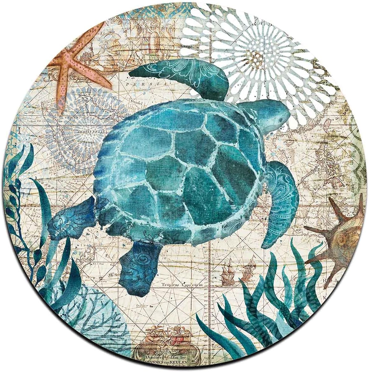 Marine Life Round Coaster Set - Made of Recycled Rubber - Set of 4