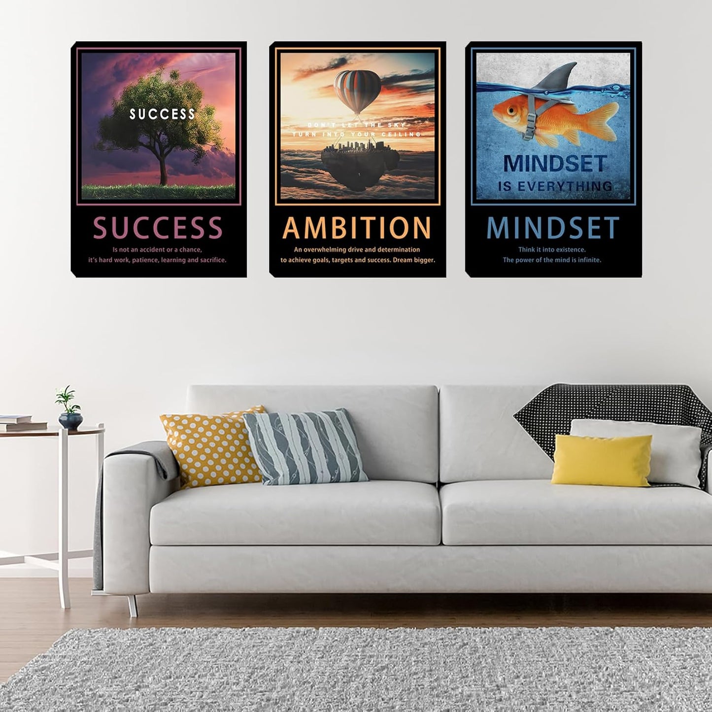 Inspirational Motivational Posters & Art - Wall Decor for Living Room, Bedroom & Home Office - Easy to Hang Framed Wall Decorations