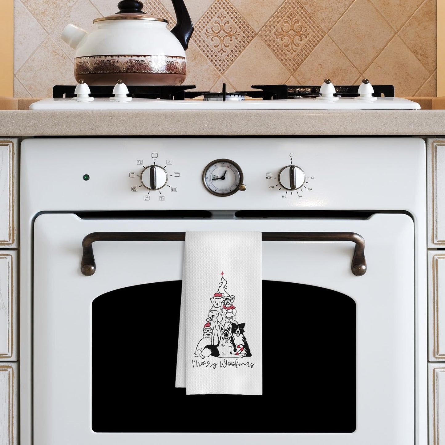 Funny Christmas Dog Kitchen Towels - 16x24 Inches, Gifts for Dog Lovers, Christmas Decor