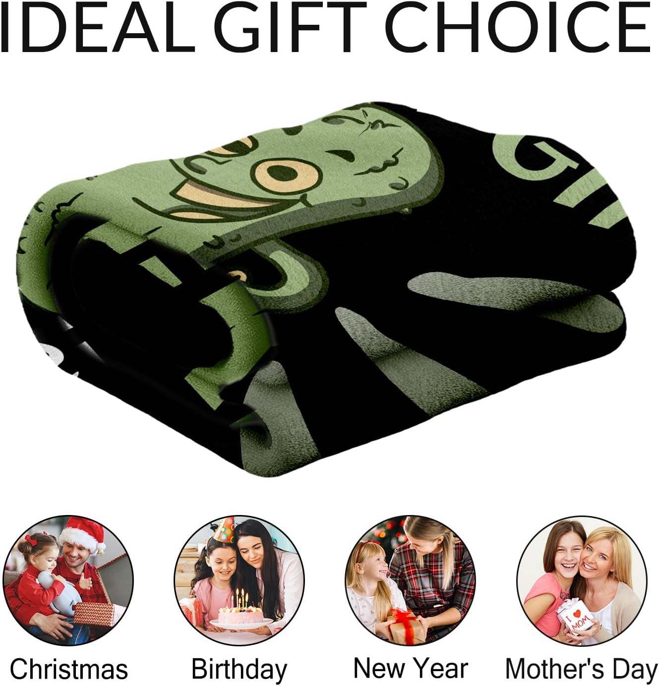 Custom Pickle Blanket for Girls - 50x60 Inches Throw Size with Name - Soft Fuzzy Plush Throws Gift - Black Novelty Throw Blanket for Bed, Couch, Sofa