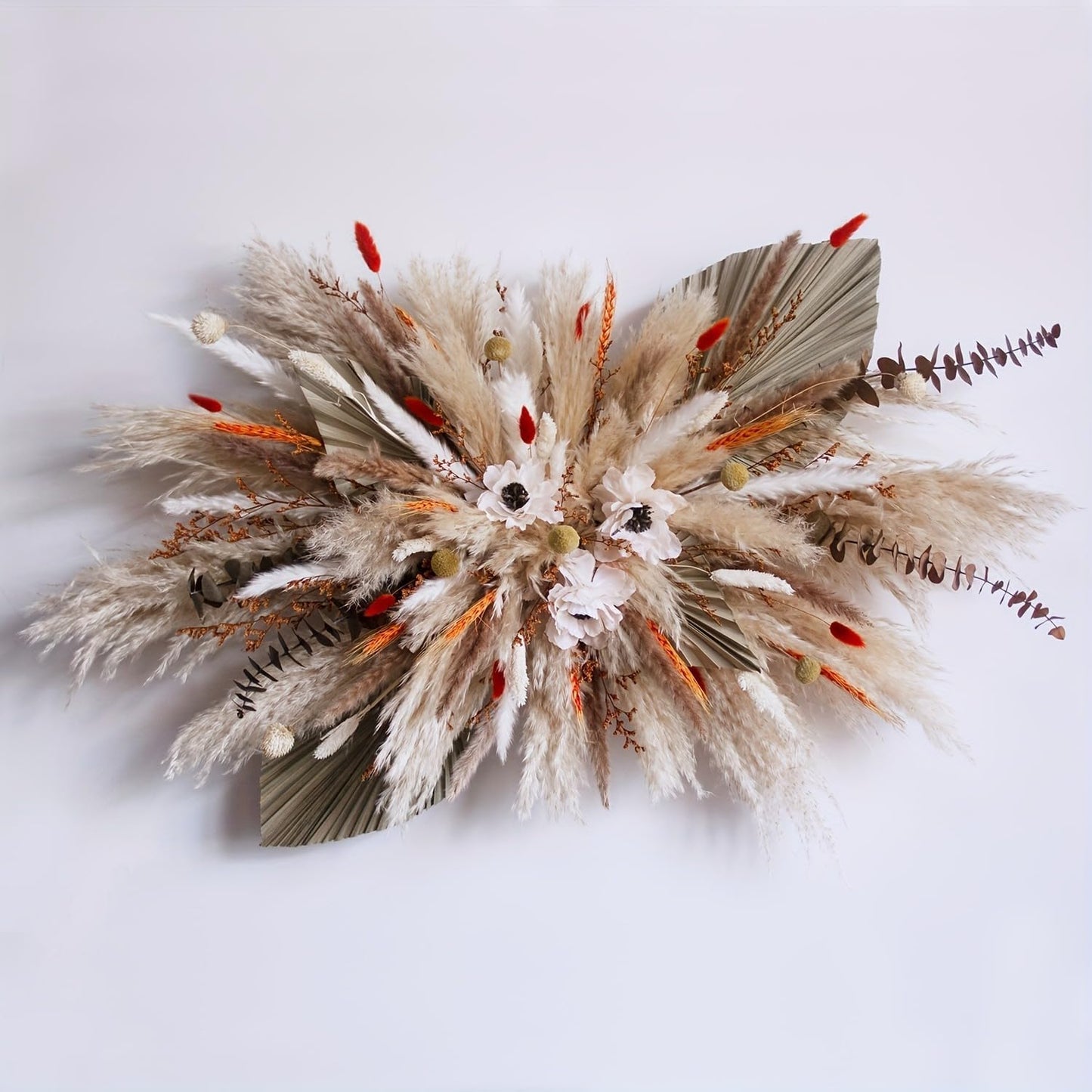 Elegant Boho Wedding Arch Decor - Natural Pampas Grass & Eucalyptus Dried Flower Arrangement for Valentine's Day, Rustic Farmhouse Weddings & Special Occasions