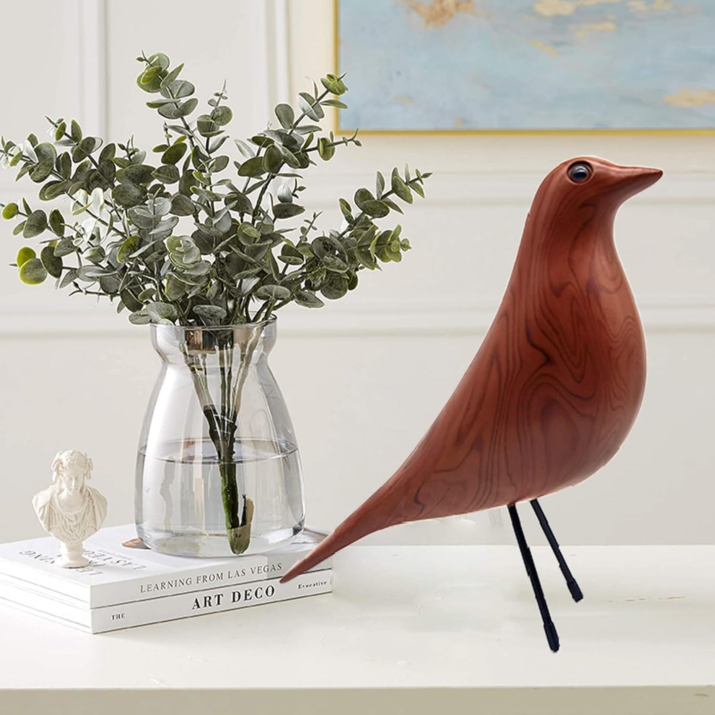 Mid-Century Home Décor House Bird - Office House Desk Dove Sculpture Pigeon Ornament Arts Gift Replica (Wood Color)…
