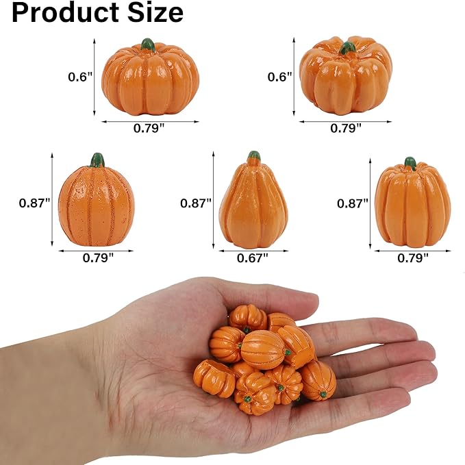 winemana 80-Pack Mini Pumpkins for Crafts Fall Decorations for Home, Small Resin Pumpkin for Decorating, DIY Thanksgiving Decor, Table Centerpiece, Vase Filler (Orange)