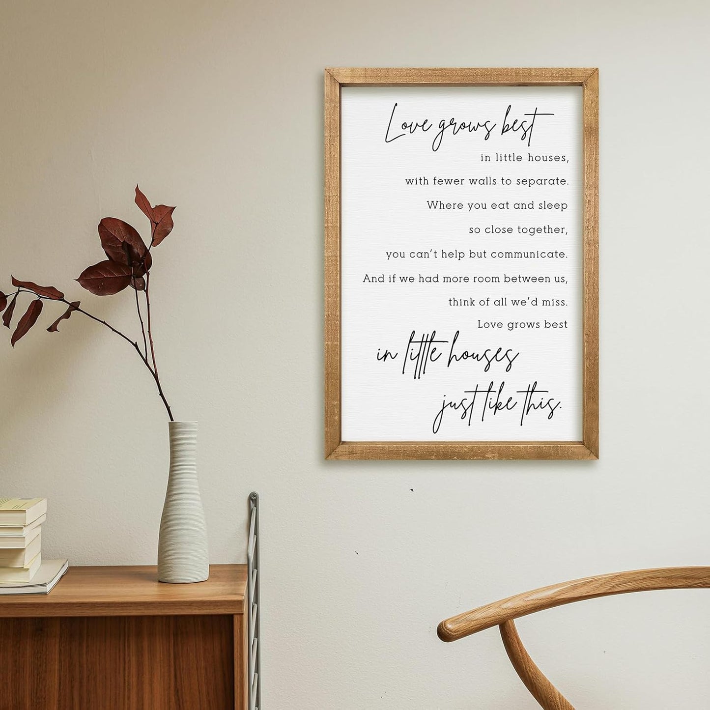 comurdyo Love Grows Best In Iittle Houses Wall Decor 16"×11" Inspirational Love Quote Sign Family Wood Framed Wall Hanging Art (Wood)