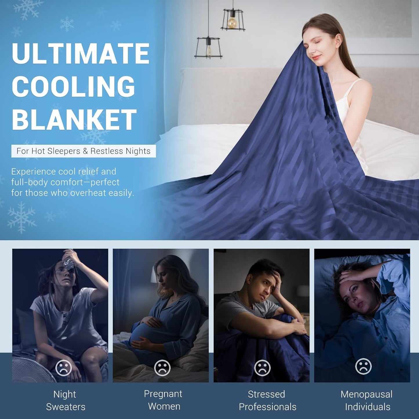 Elegear Revolutionary Cooling Blanket King, Absorbs Heat to Keep Body Cool for Night Sweats, Double Sided Arc-Chill3.0 Cool Fiber Q-Max>0.5, Lightweight Summer Cold Blankets Sleeping 90" x 108"