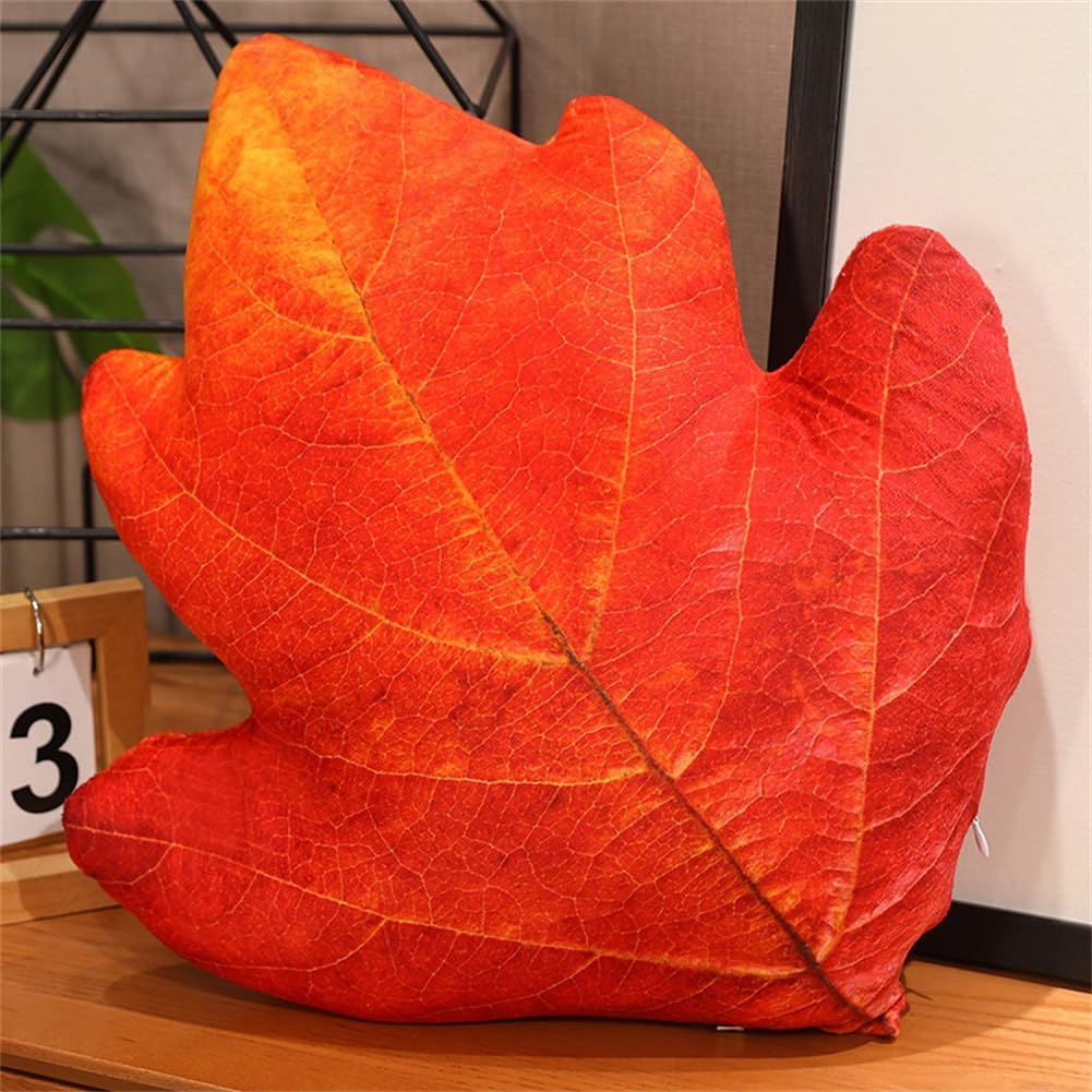 LYFJMUS Leaf Shaped 3D Throw Pillows Soft Plush Maple Leaves Pillow Decorative Pillow for Plant Lovers Aesthetic Cute Pillow for Bed Sofa Car Floor Couch Living Room Bedroom Decor (Hawthorn Leaf)