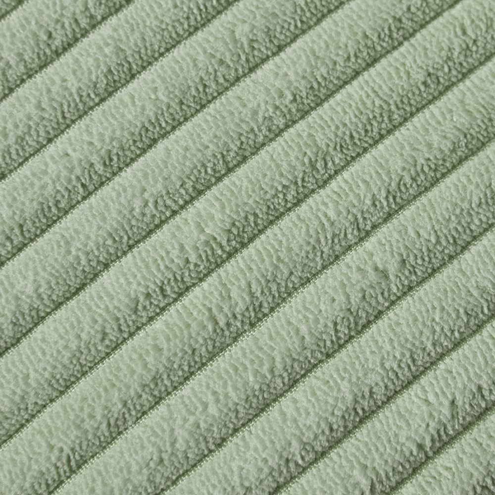 Fancy Homi 2 Pack Sage Green Lumbar Decorative Throw Pillow Covers 14x24 Inch with Pom-poms for Couch Bedroom Sofa, Farmhouse Boho Home Decor, Soft Corduroy Solid Rectangle Cushion Case 35x60 cm