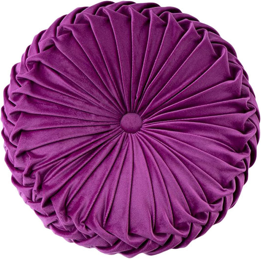 HLOVME Throw Pillow for Couch Decorative 3D Pumpkin Round Velvet Cushion for Sofa Bed Chair Floor 15"X15", Dark Purple
