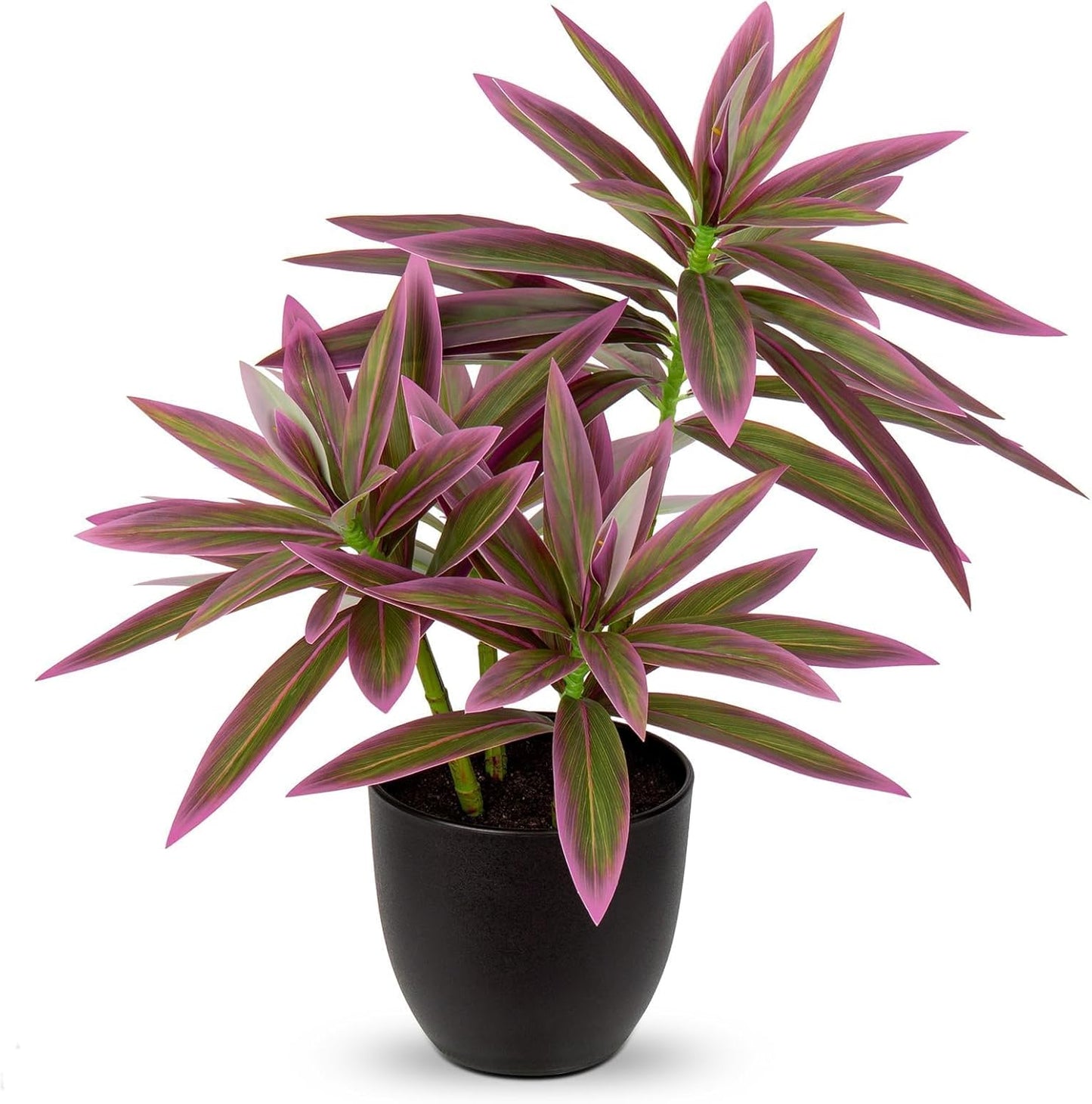 Faux Plants 16.1" Dracaena Artificial Plant Realistic Fake Plants in Pot Small Indoor Plants Fake Potted Plants Artificial Decor for Home Living Room Bathroom Office House Table Desk Shelf, Pink