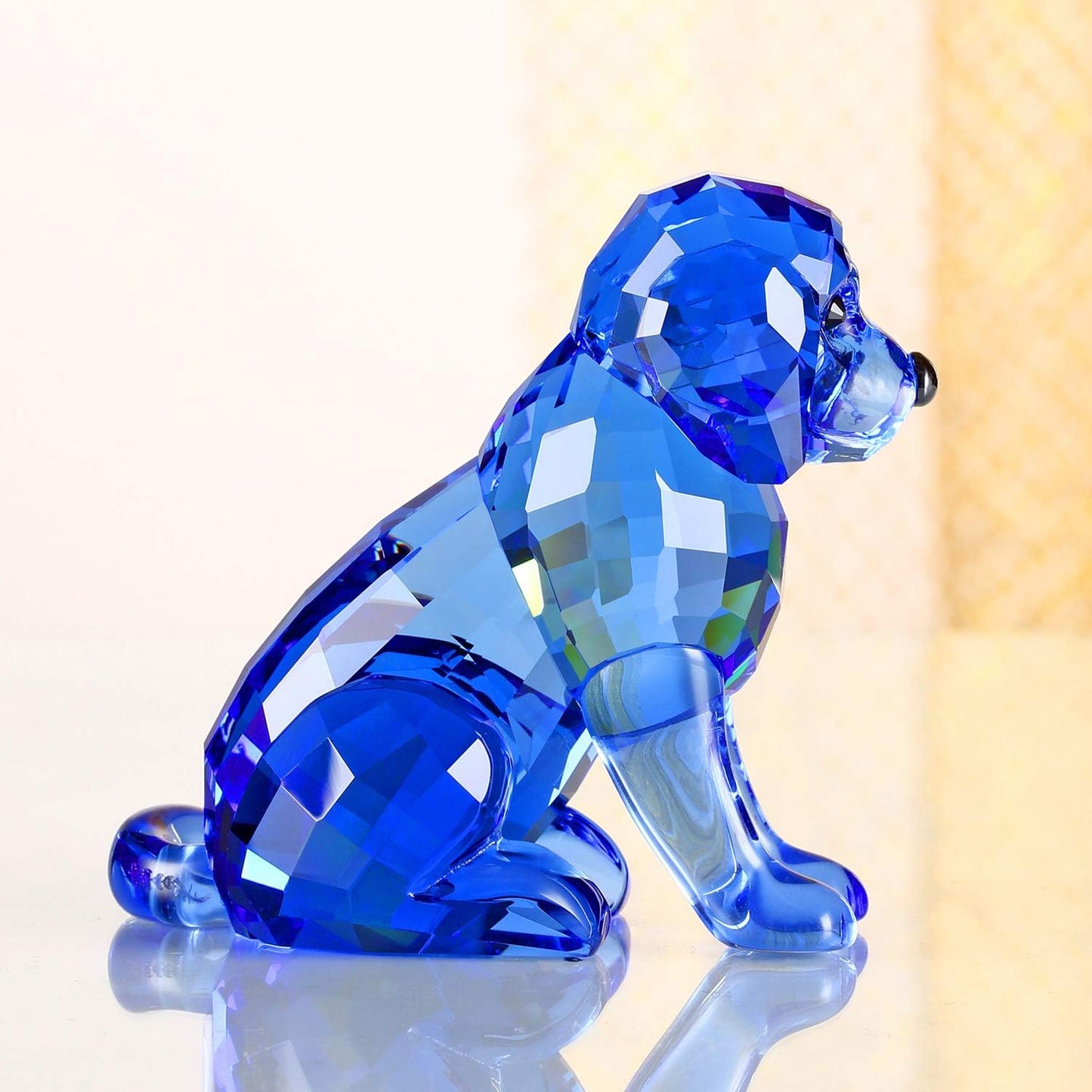 Crystal Labrador Dog Puppy Figurine Animals Lovely Craft Home Decor Ornaments Collectible Birthday Gifts (Blue)