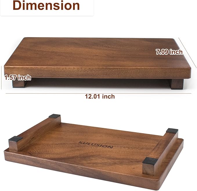 Walnut Wooden Pedestal Stand, Farmhouse Wood Tray for Kitchen Bathroom Counter Decor, Rustic Display Riser for Soap,Bottle,Plant Etc (Large & 12 x 7 x 1.57'')