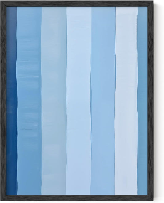 HAUS AND HUES Modern Abstract Wall Art - Blue and Green Living Room Art, Modern Artwork for Walls, Minimalist Picture for Living Room(Painted Stripes, Unframed, 12x16)