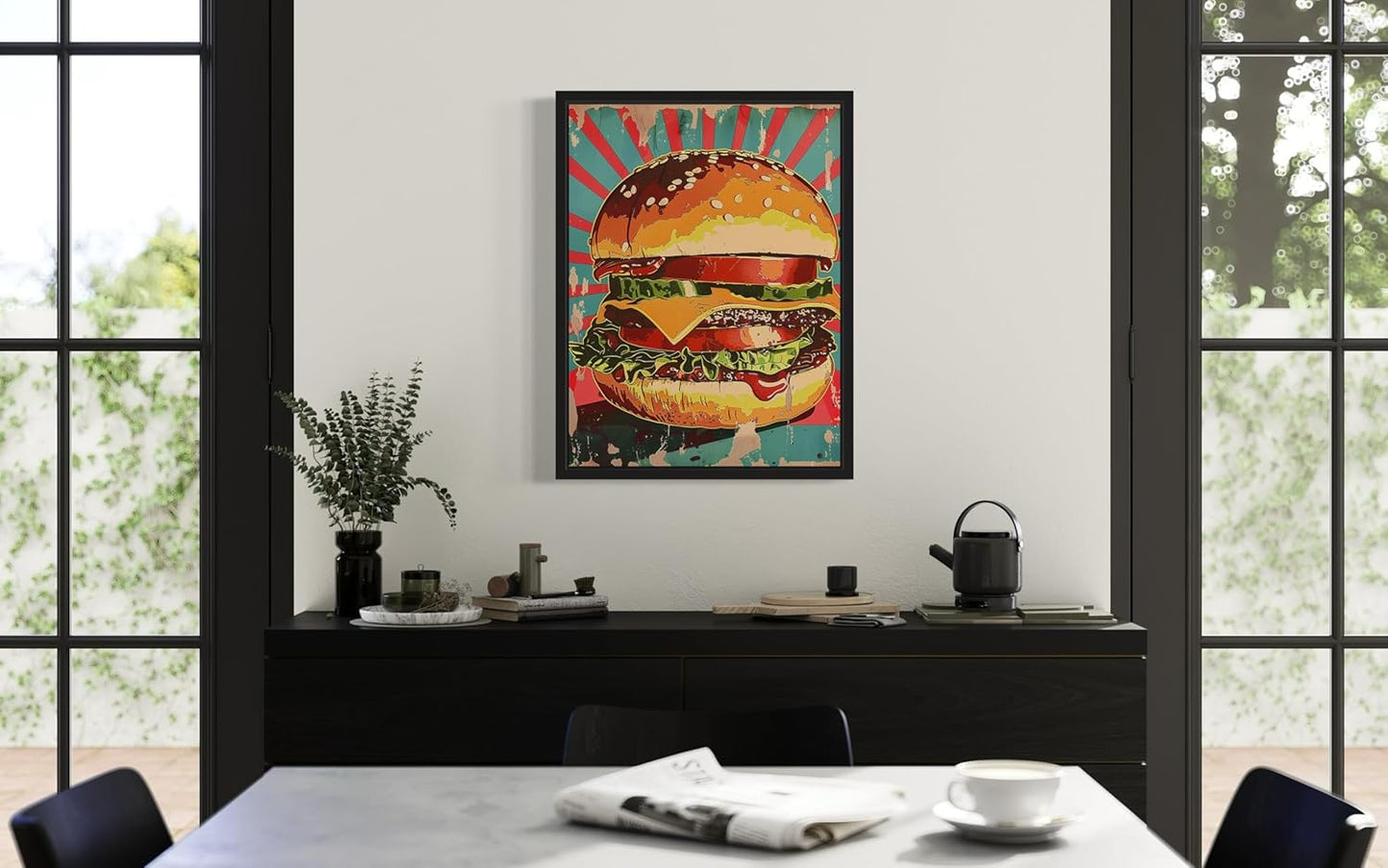 Hamburger Pop Art Poster Print, Vintage Retro Wall Art Decor Paintings Classic Artwork for Bedroom Living Room Decorations. (Hamburger, 24x36 inches (Unframed))