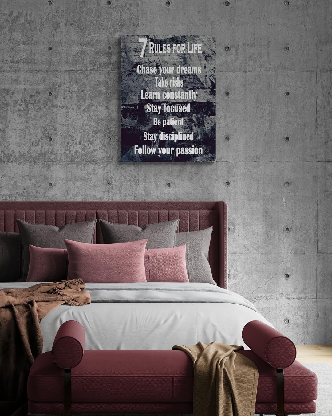 GoForArt Motivational Canvas Wall Art, Famous Quote Inspirational Prints Wall Decor, 7 Rules For Life Poster for Office Living Room, Bedroom Dining Room Artwork Home Decoration 12x18in