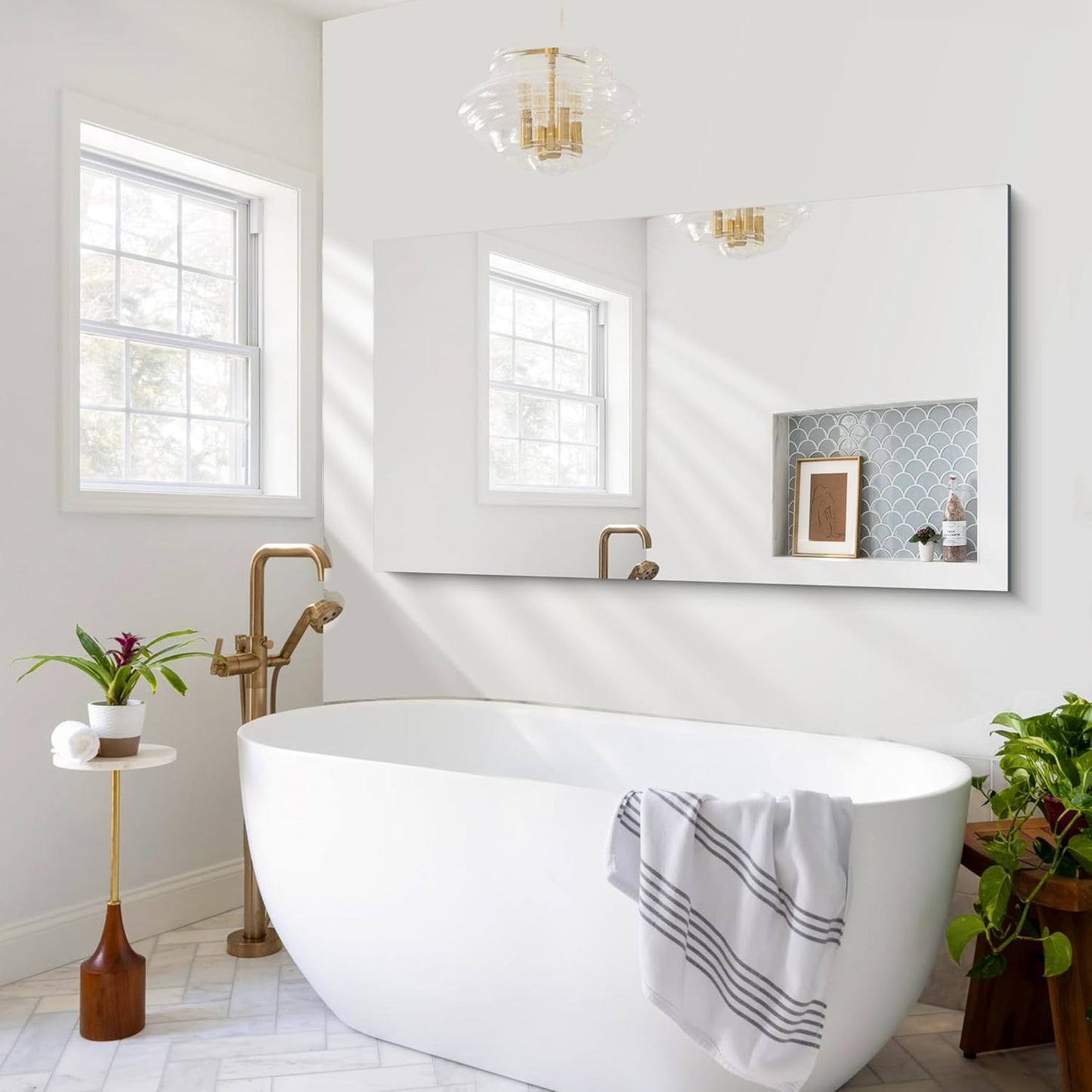 Frameless Mirror, 30x55 Inch Rectangle Bathroom Mirrors for Wall, Upgraded Shatterproof Large Vanity Mirror Over Sink with Polished Edge for Bathroom,Bedroom,Living Room and Entryway