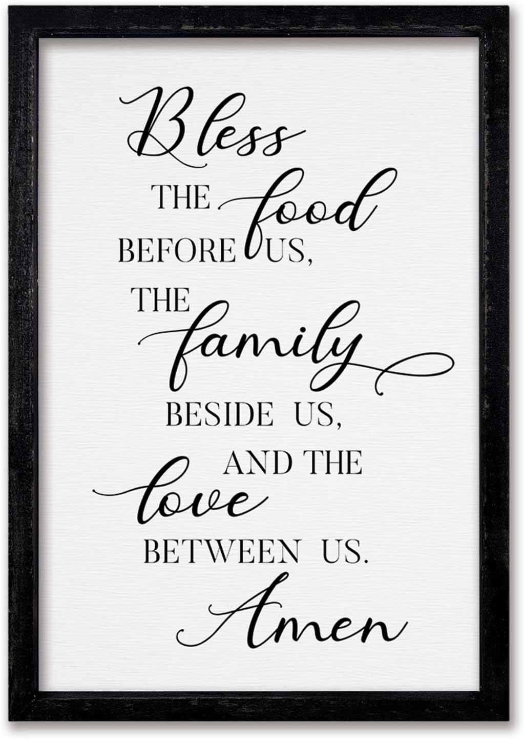 comurdyo Kitchen Wall Decor Bless the Food Before Us Prayer Farmhouse Christian Sign 16"×11" Framed Wood for Small Modern Religious Holy Dining Room Kitchen Plaque Wall Art Hanging (Black)