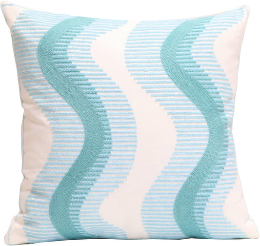 1 PCS Embroidered Throw Pillow Cover Cotton Decorative Square Cushion Cases Creative Luxurious Pillow Inserts for Home Sofa Bed and Chair 18 x 18 Inch (Gray)