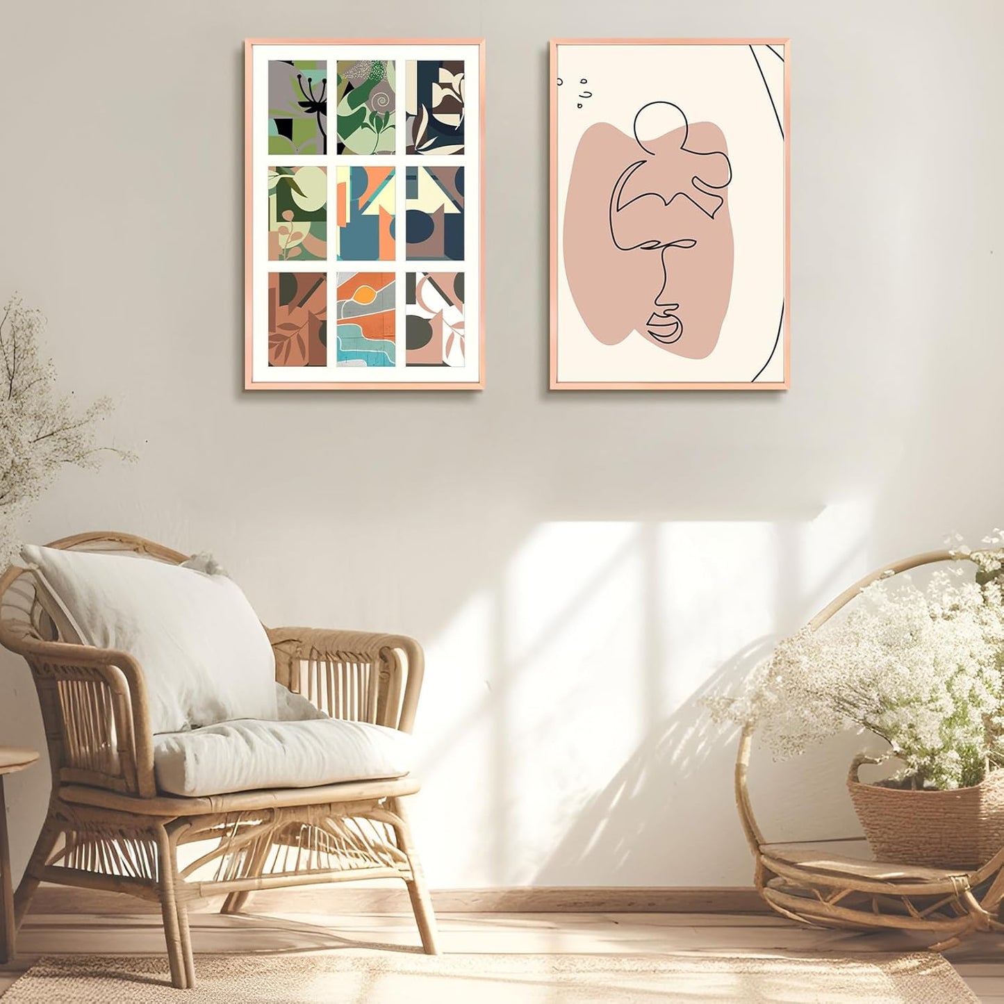 Frametory - 13.6x19.7 Aluminum Collage Picture Frame - Display 4x6 Pictures with 9 Openings Mat - Real Glass Front - Horizontal/Vertical Wall Mount - Rose Gold 1 Pack