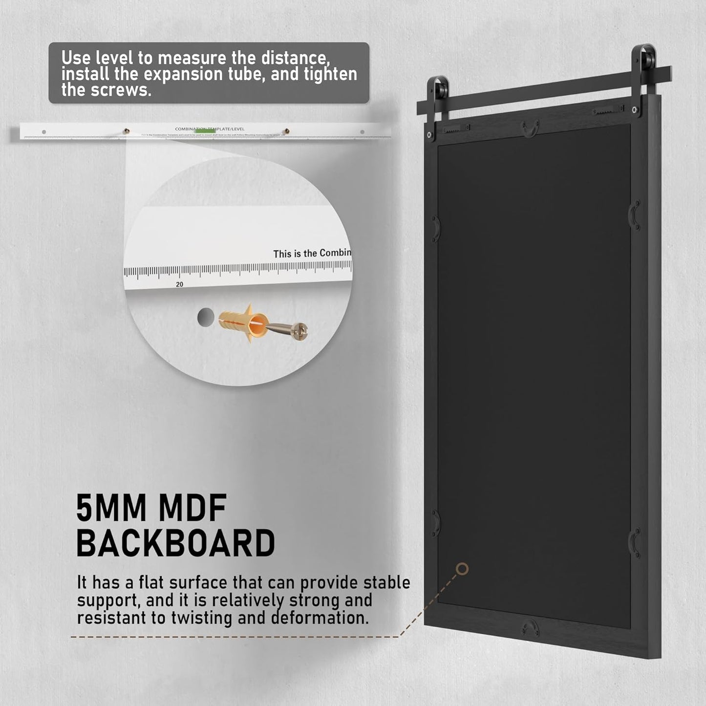 Black Farmhouse Mirror - 24x36INCH Wood Framed Square Bathroom Mirror for Vanity, Barn Door Style Wall Mounted Dresser Decor Living Room Bedroom Vertical