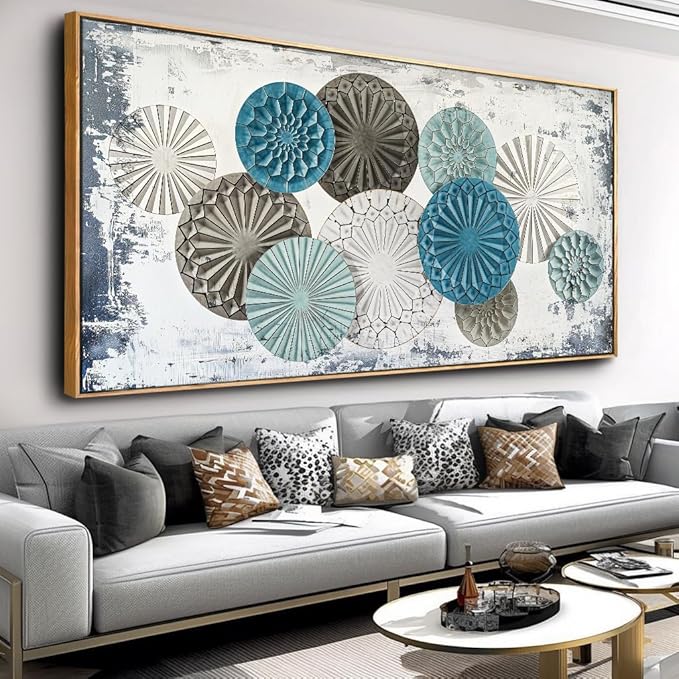 Wall Art Colorful Floral Rustic Wall Decor Canvas Painting Abstract Wall Art for Bedroom Living Room Dining Room Home Office Decor 24"x48" with Framed