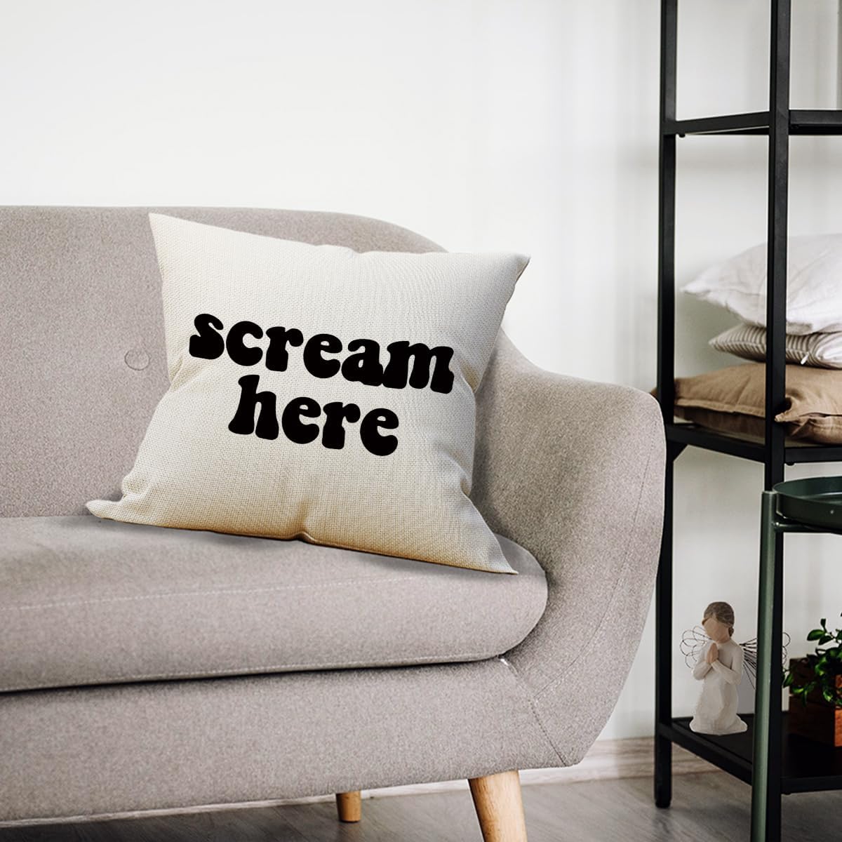 Mancheng-zi Funny Scream Decor, Scream Pillow Covers 18x18, Fun Throw Pillows, White