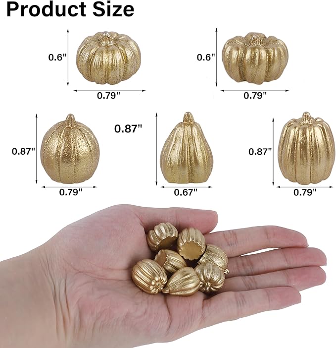 winemana Mini Pumpkins Fall Decorations- 80 Pack Small Fake Pumpkins for Decorating, Thanksgiving Table Centerpieces, Autumn Harvest Home Office Decor, DIY Crafts, Vase Bowls Basket & Fillers (Gold)