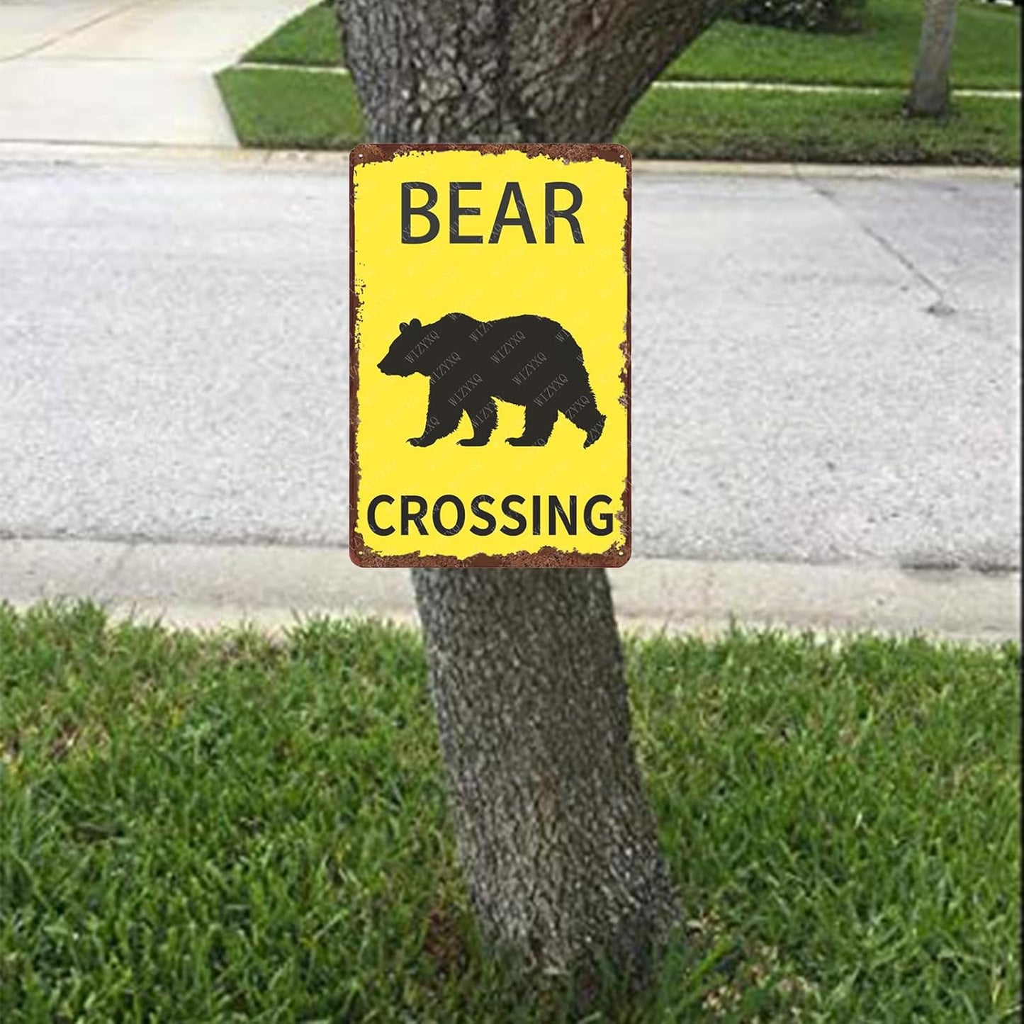 Metal Signs Bear Crossing Vintage Tin Sign for Home Bar Living Room Garden Yard Outdoor Wall Decor 12x8 Inch