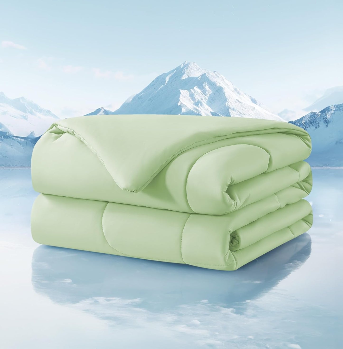 Cooling Comforter Full/Queen Size, All Season Blanket for Hot Sleepers, Lightweight Comforter for Night Sweats, Double-Sided Cooling Bedding for Bed, Sofa, Office, Camping (Sage Green,90"*90")
