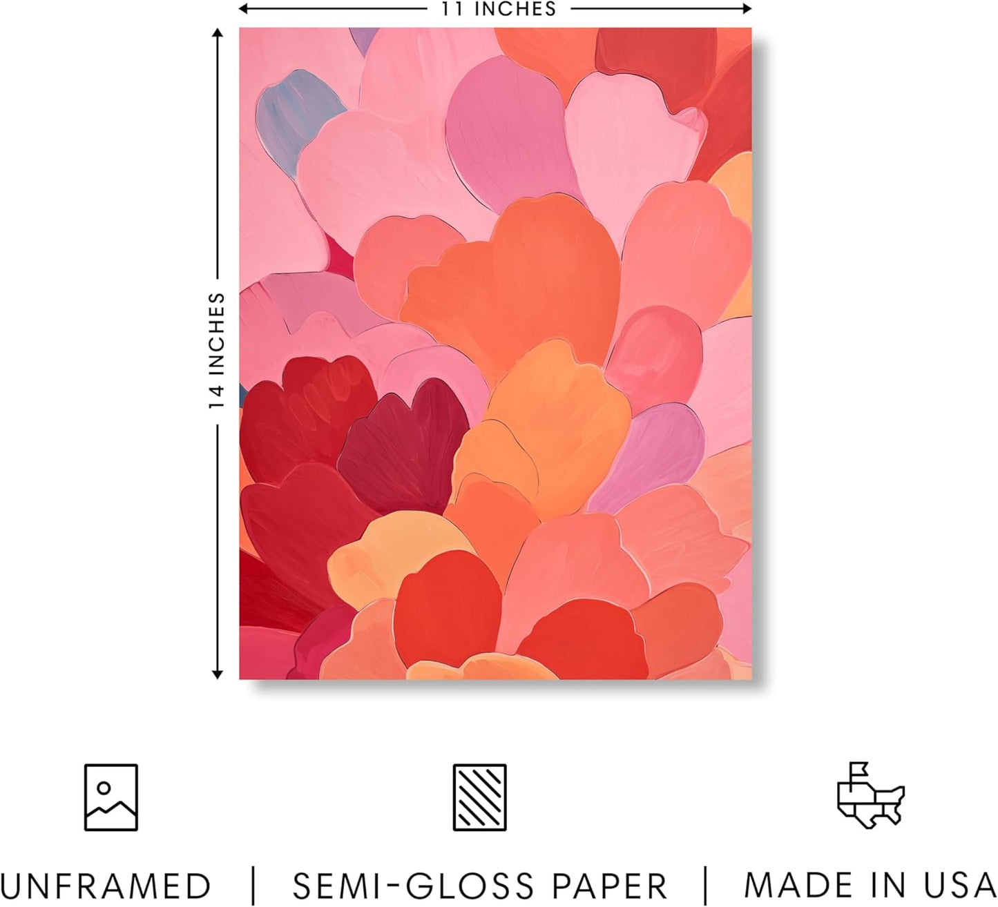 HAUS AND HUES Colorful Abstract Wall Art - Minimalist Retro Picture for Living Room Decor, Red and Pink Modern Wall Art Painting (Petals 1, Unframed, 11x14)