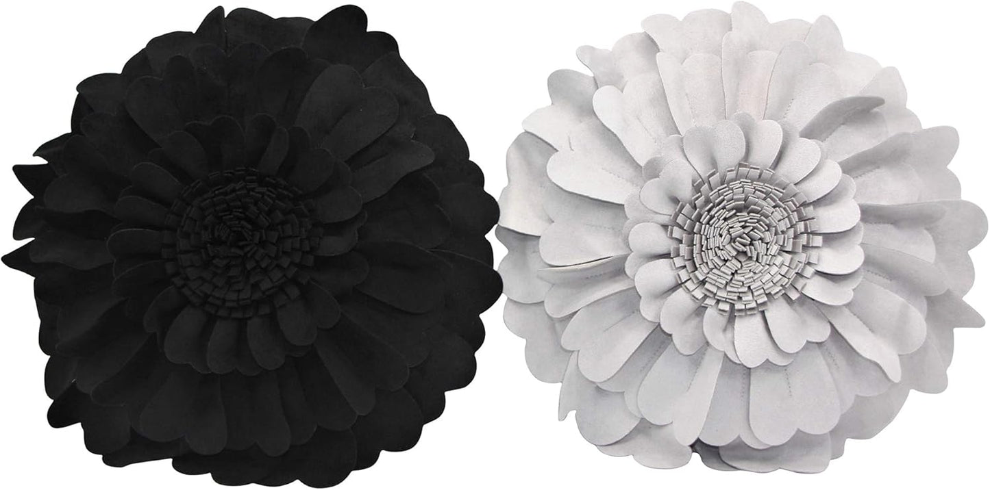 Contempo Lifestyles Flower Pillow – Decorative Pillow 3D Round Throw Pillows for Home Décor – Handmade Sweetheart Flower Pillow for Bed & Couch-Sunflower Pillow - 16 Inch Black