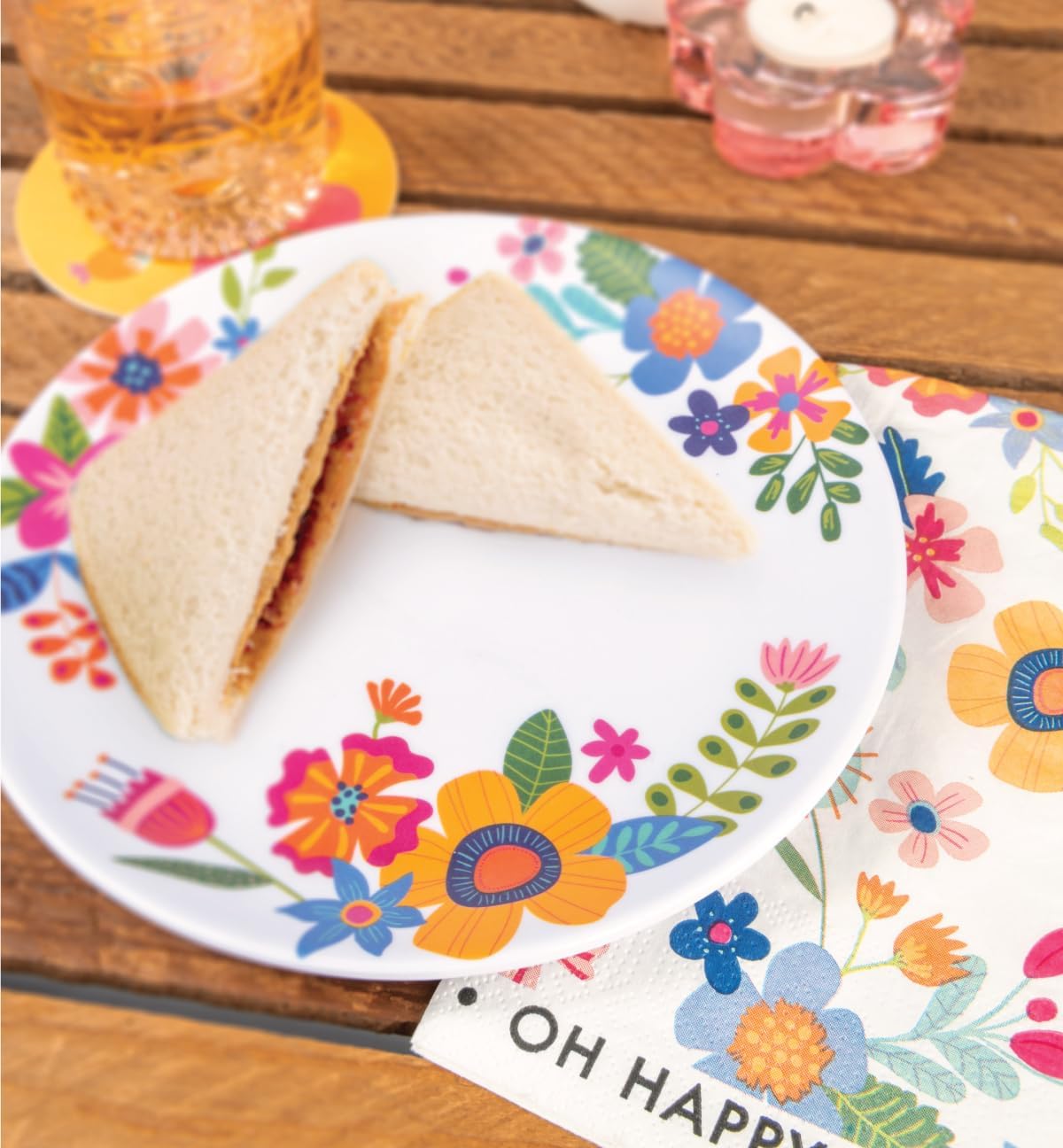 Karma, 7.75 inches Melamine Dessert Plates Set of 4, Reusable Dishwasher Safe Plates for Outdoor and Indoor, Shelly Floral