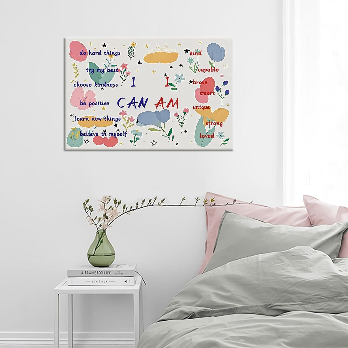 Inspirational Canvas Wall Art Office Decor Poster Print Pink Artwork Motivational Entrepreneur Quotes Picture Painting for Modern Home Bedroom Bathroom Gym Stretched and Framed [12''Wx18''H]