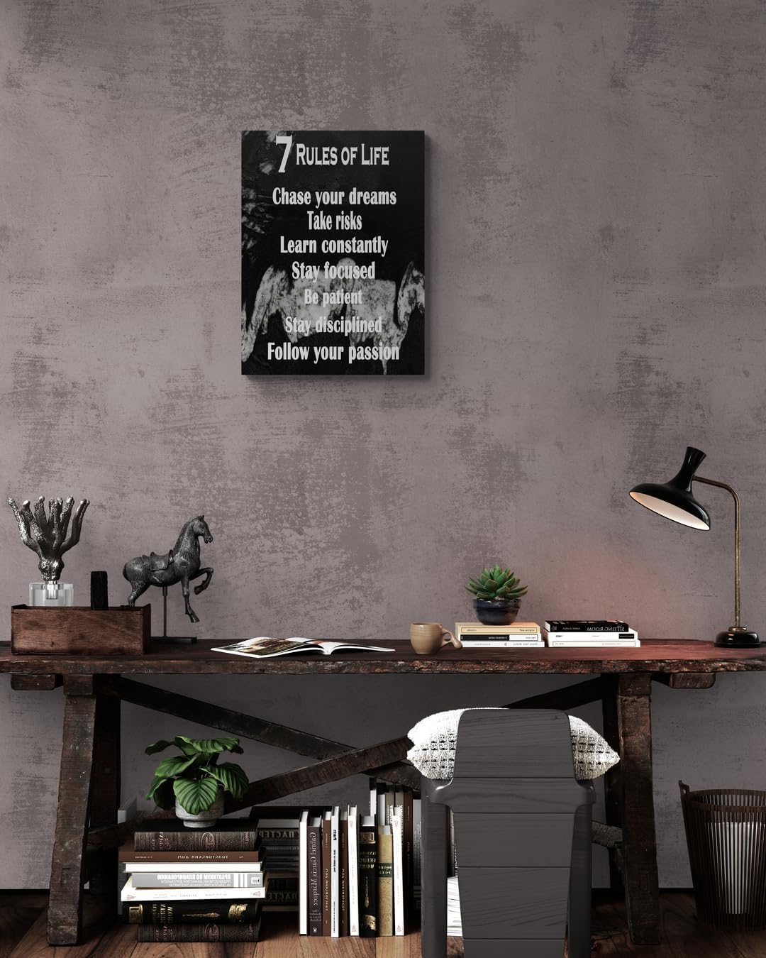 GoForArt Motivational Canvas Wall Art, Famous Quote 7 Rules Of Life Prints Wall Decor, Poster for Office Living Room, Bedroom Dining Room Artwork Home Decoration 12x18in
