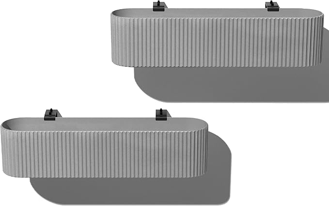 Veradek Demi Series Railing Planter - Hanging Planter Box for Windowsill/Balcony | Plastic-Stone Composite w/Railing Bracket | Modern Décor for Flowers