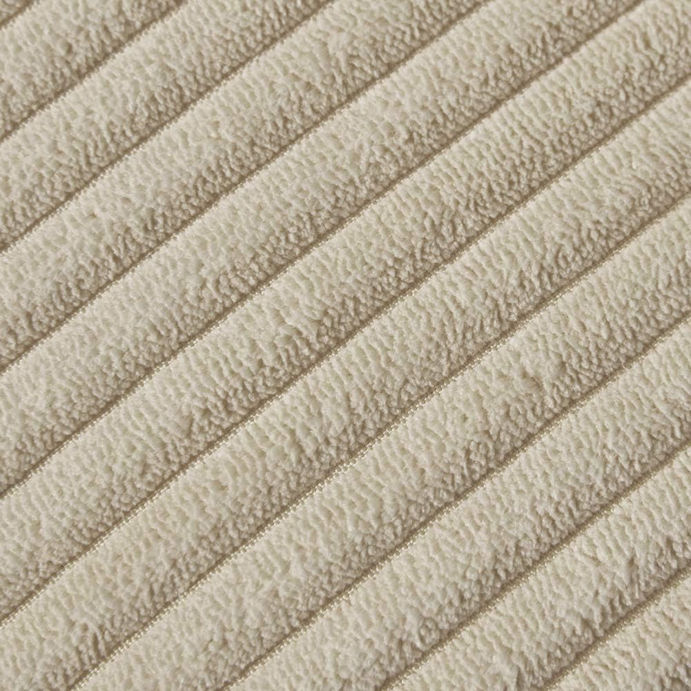 Fancy Homi 24x24 Pillow Covers, Pack of 2 Tan Throw Pillow Covers with Pom-poms, Super Soft Corduroy Square Solid Cushion Cover for Couch Sofa Bedroom Living Room 60x60 cm