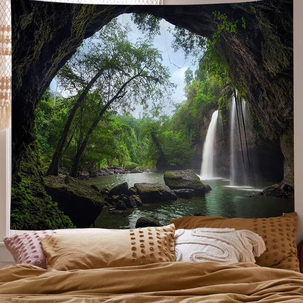 Llamazing Forest Tapestry - Home Decor Landscape for Living Room & Bedroom - Magic Tapestry Curtain (Waterfall, 90.5''L70.8''W) XGXL