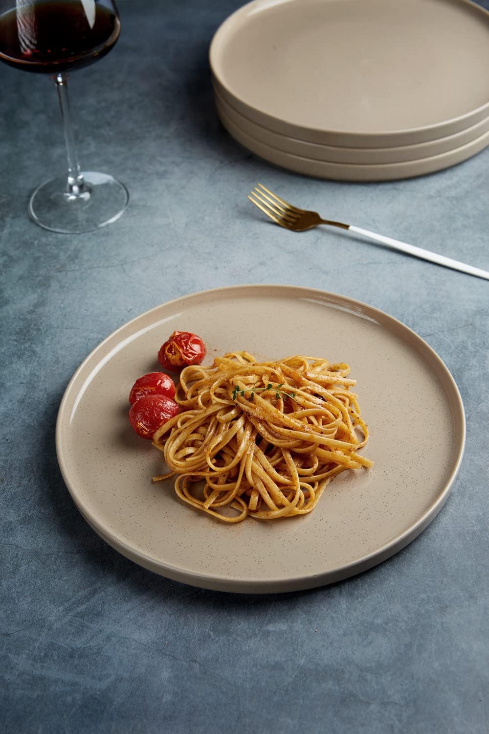 famiware Nebula 6 Pieces Salad Plates Set, 8 inch Dessert Plates, Scratch Resistant, Stoneware Dinnerware, Kitchen Modern Rustic Serving Dishes, Brown