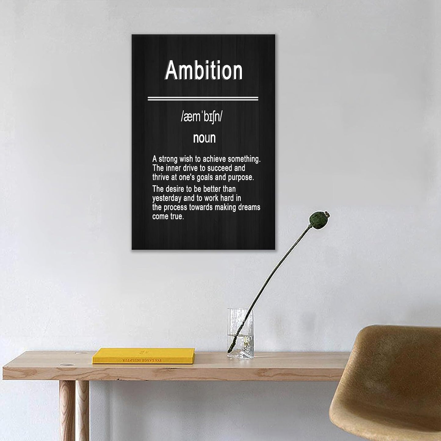 Inspirational Canvas Wall Art Ambition Motivational Entrepreneur Quotes Poster Print Positive Saying Words Picture Painting Artwork for Home Decoration Teens Room Bedroom Ready to Hang [12''W X 18''H]