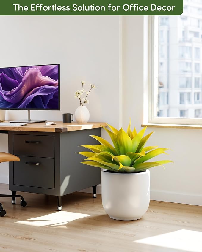 Velener Artificial Agave Fake Plants, Yellow Fake Succuents Plant for Room Decor, Unpotted Faux Agave Plant for Outdoor/Indoor Fall Decor, Yellow, 22 inches, Set of 1