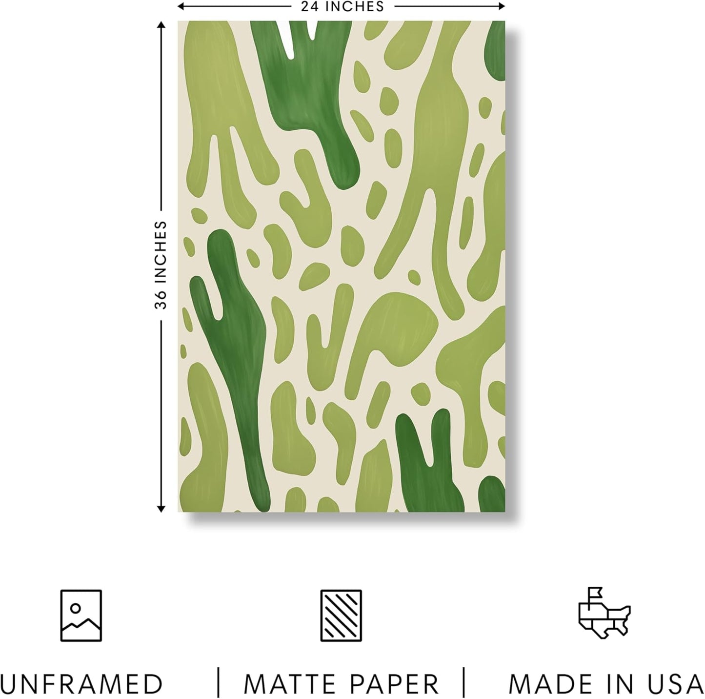 HAUS AND HUES Modern Abstract Wall Art - Blue and Green Living Room Art, Modern Artwork for Walls, Minimalist Picture for Living Room(Green Pattern, Unframed, 24x36)