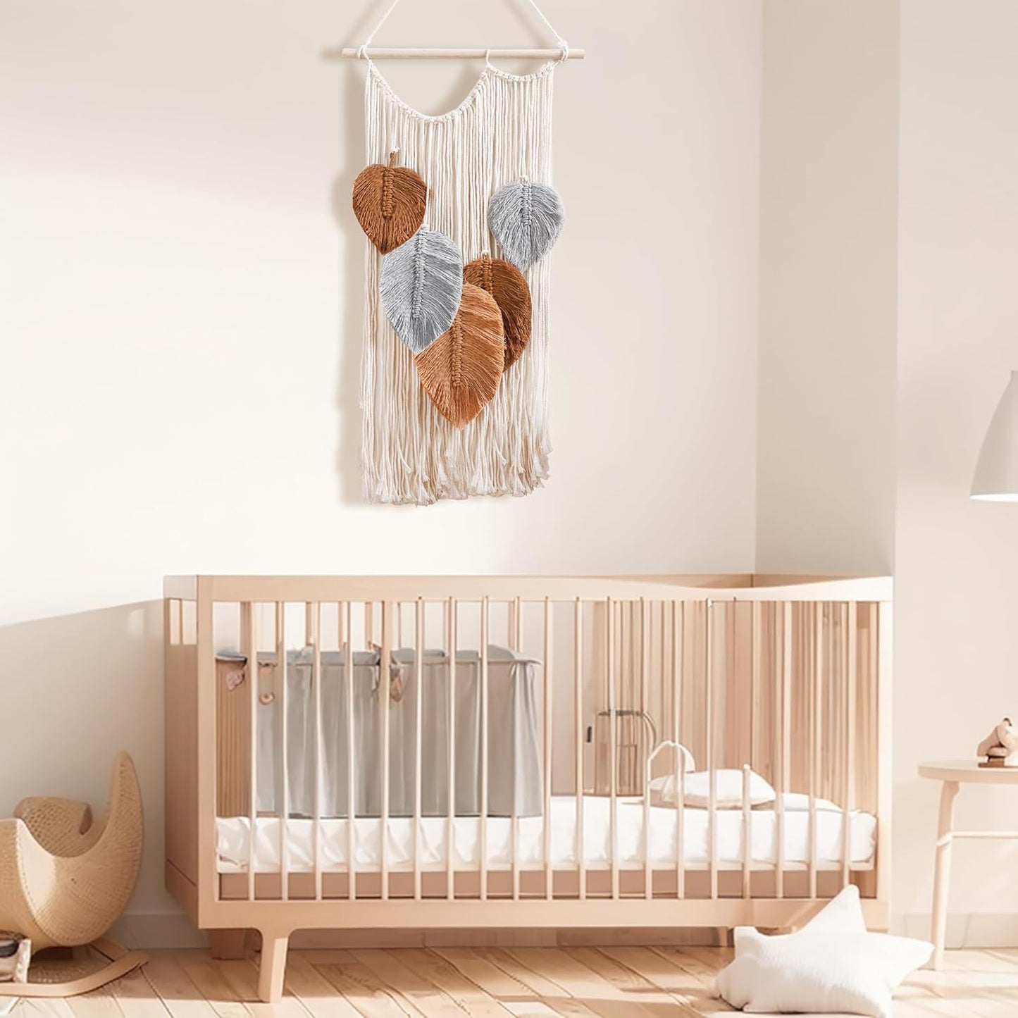 Macrame Leaves Tapestry Wall Decor- Bohemian Woven Tapestries Fall Leaves Wall Art, Large Boho Tassels Hanging Ornament Western Room Decor for Bedroom Living Room Dorm