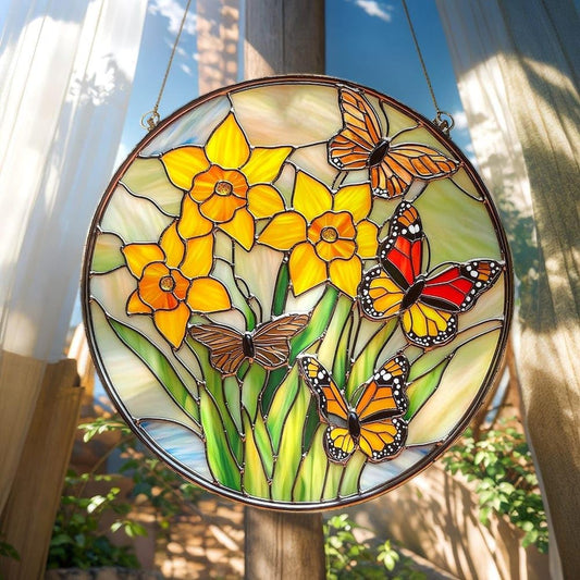 Daffodil Birth Flower Acrylic Suncatcher Floral Window Hanging Birthday Gift for Mom