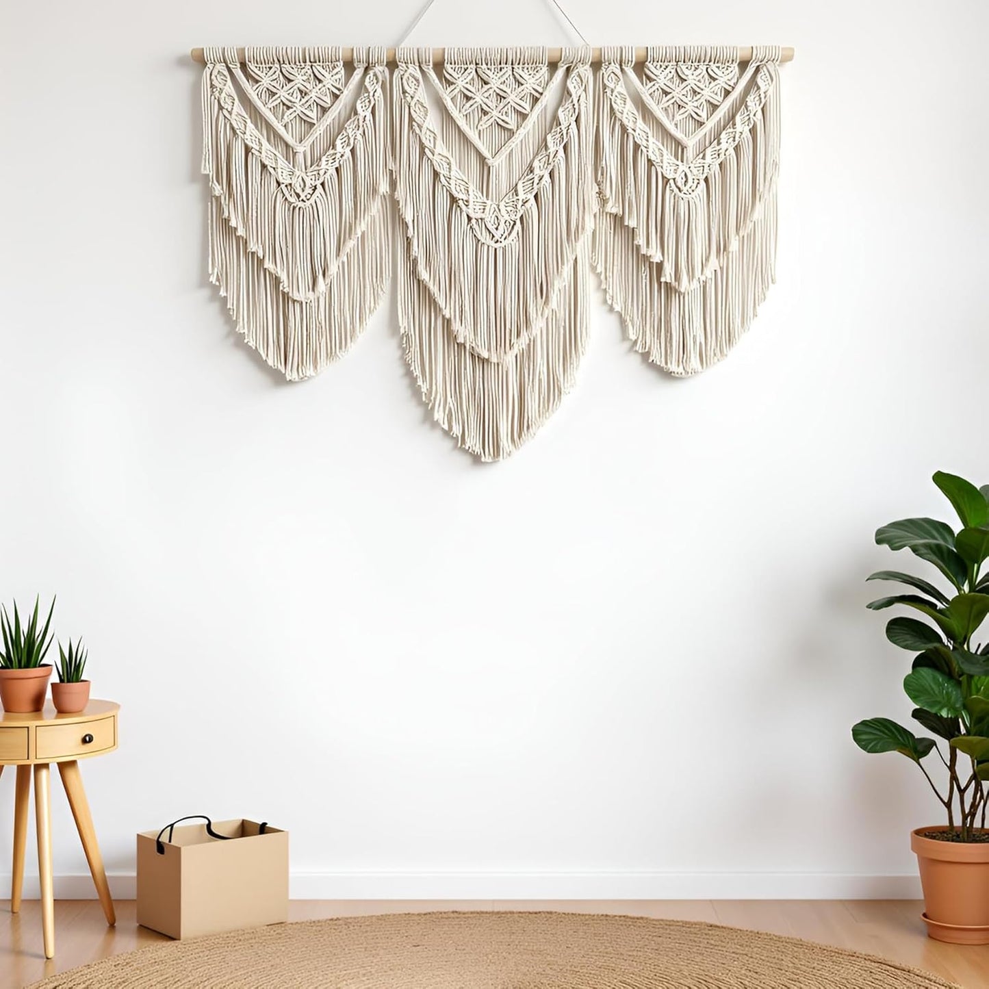 large macrame wall hanging - Boho Tapestry Macrame Wall Decor Art- Chic Bohemian Handmade Woven Tapestry Home Decoration for Bedroom Living Room Apartment Wedding Party - 43"x32" (Double-layer)