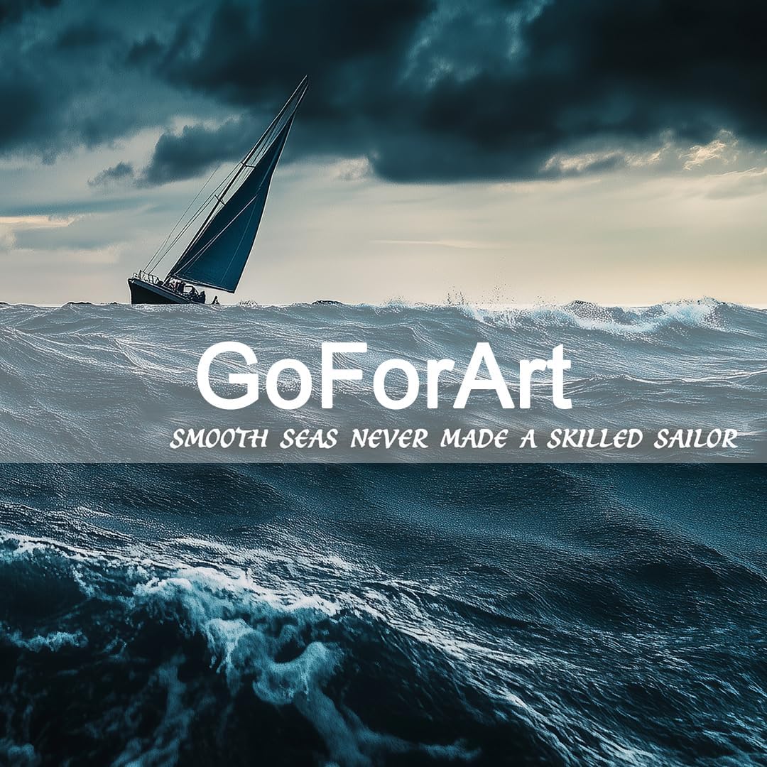GoForArt Ocean Motivational Canvas Wall Art, Inspirational Sea Famous Quote Bedroom Living Room Decor, Positive Modern Landscape Mountain Office Dorm Room Poster Print (Skilled Sailor01, 12.00''x22.00'')