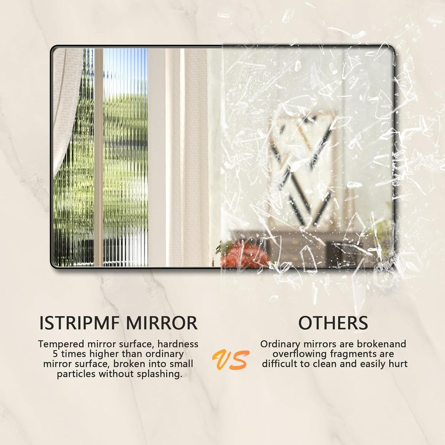 Black Bathroom Mirror,48x36 Inch Large Matte Black Bathroom Vanity Mirror,Rectangle Black Metal Framed Mirror for Wall,Anti-Rust,Shatter-Proof (Horizontal/Vertical)