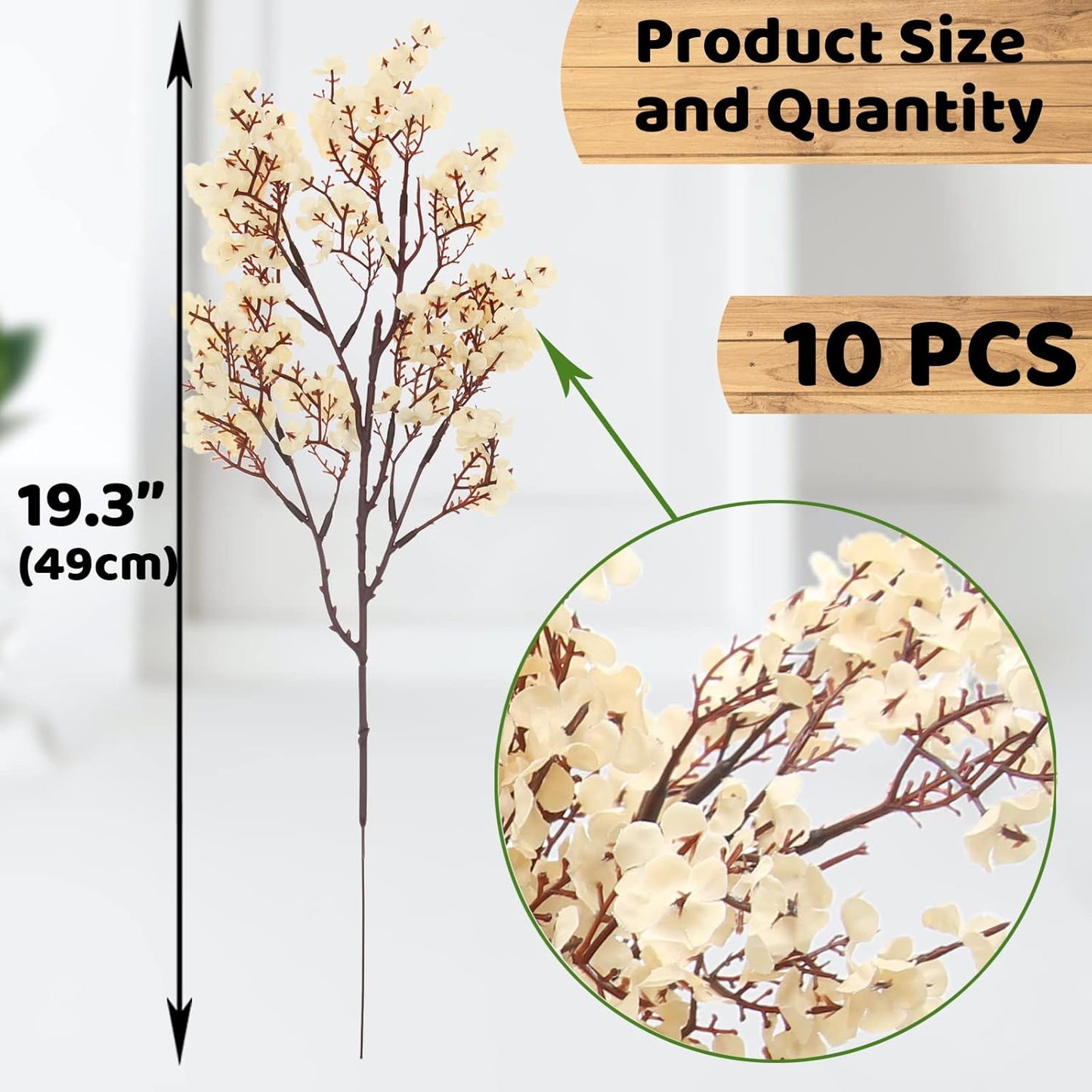 Hananona 10 Pcs Babys Breath Artificial Flowers Real Touch Fake White Flowers Silk Flowers for Spring Wedding Decor Indoor Floral Arrangement Table Centerpieces Home Decor (White, 10)