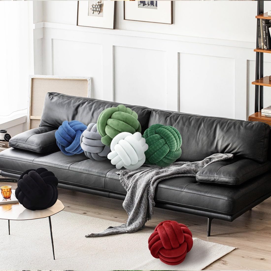 Knot Pillow Ball, Handmade Decorative Throw Pillow, Soft Round Knotted Cushion for Couch & Bedroom, Cute Home Decor, Braided Pillow for Living Room (7.87 Inches, Caramel)